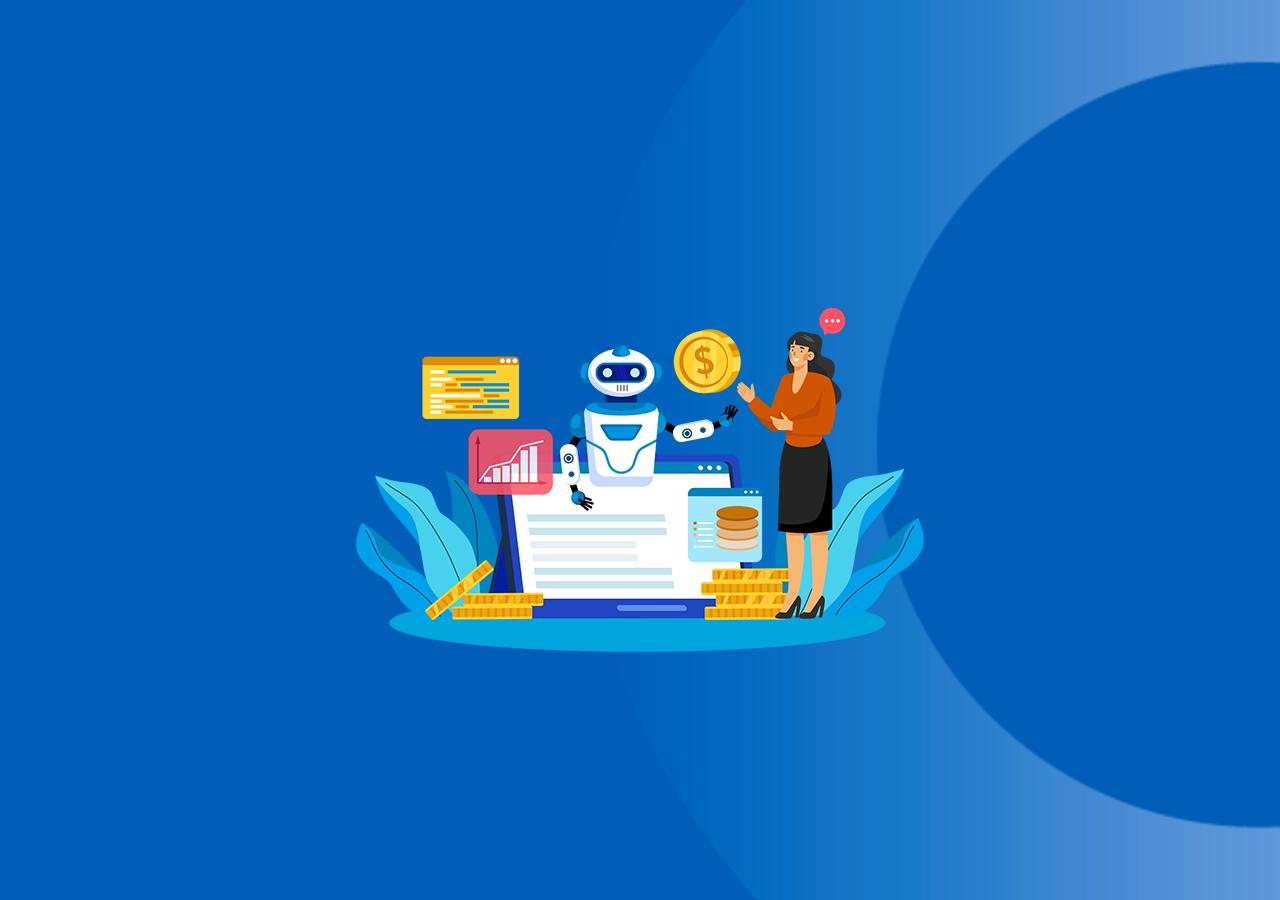 Lady marketing near AI chat bot paid search ads