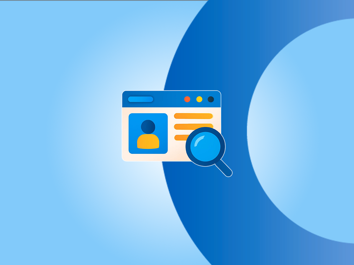 Business profile under magnifying glass